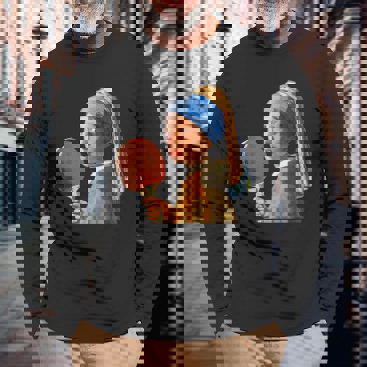 卓球 面白いtシャツ ボール ピンポン おもしろ 服 ネタ メンズ 卓球部 おもしろグッズ 大人 子供 長袖Tシャツ 高齢者への贈り物