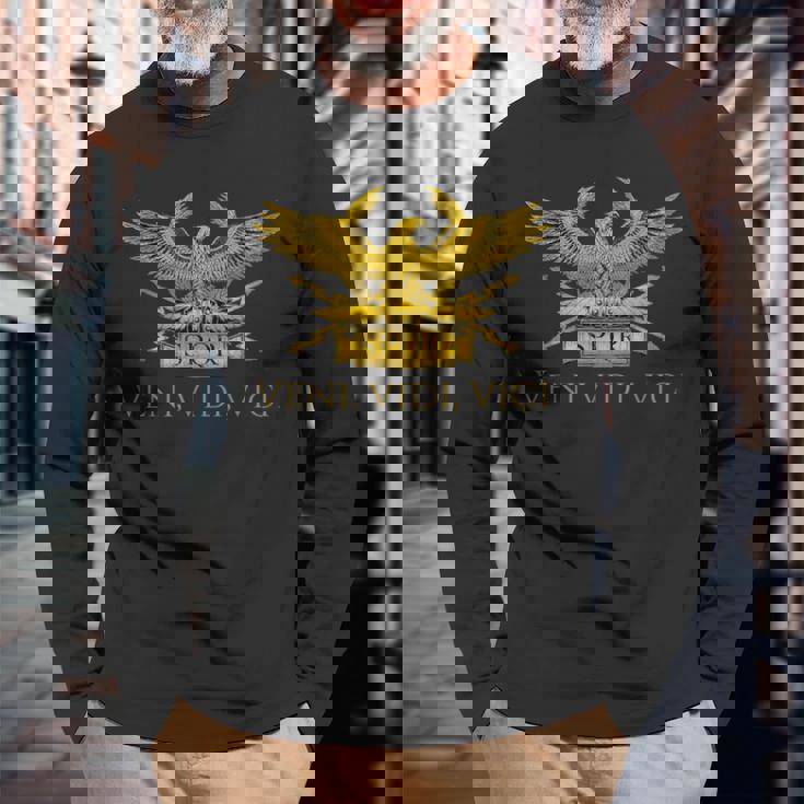 古代ローマ軍団 イーグル ジュリアス・シーザー ヴェニ・ヴィディ・ヴィチ 長袖Tシャツ 高齢者への贈り物