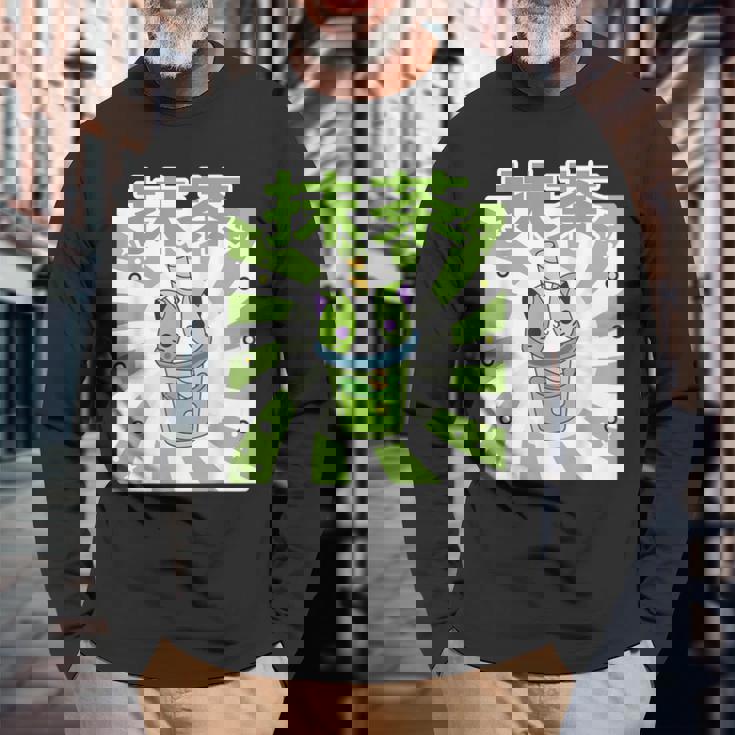 可愛いレトロ90年代日本のカワイイ I Love Matcha ファニー抹茶 長袖Tシャツ 高齢者への贈り物