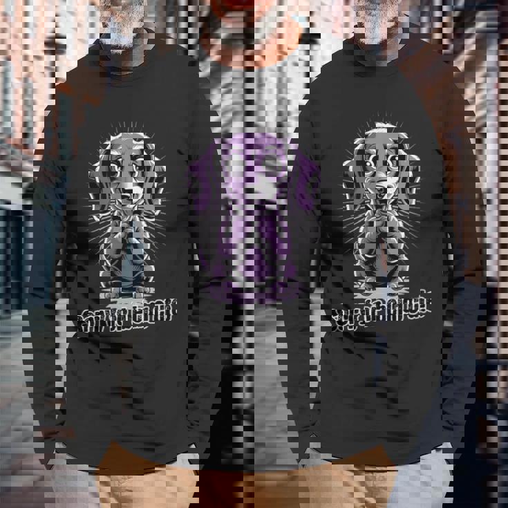 可愛くてごめん。ダックスフンドデザイン 長袖Tシャツ 高齢者への贈り物