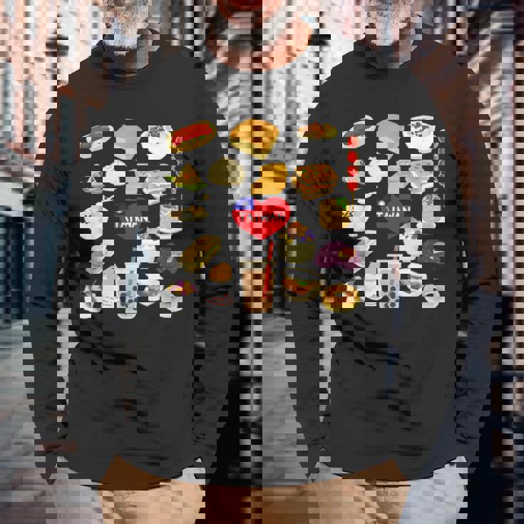 台湾の味 グルメ 国旗 ローカルフード 長袖Tシャツ 高齢者への贈り物