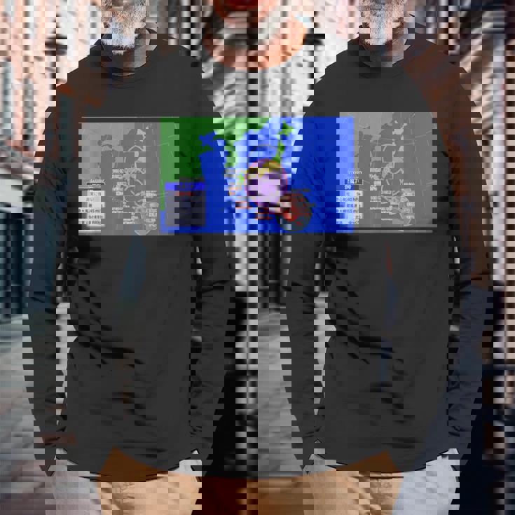 台風情報デザイン 長袖Tシャツ 高齢者への贈り物