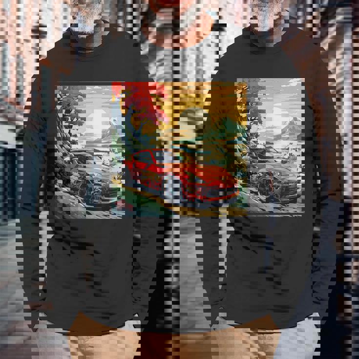 和風370z車 長袖Tシャツ 高齢者への贈り物