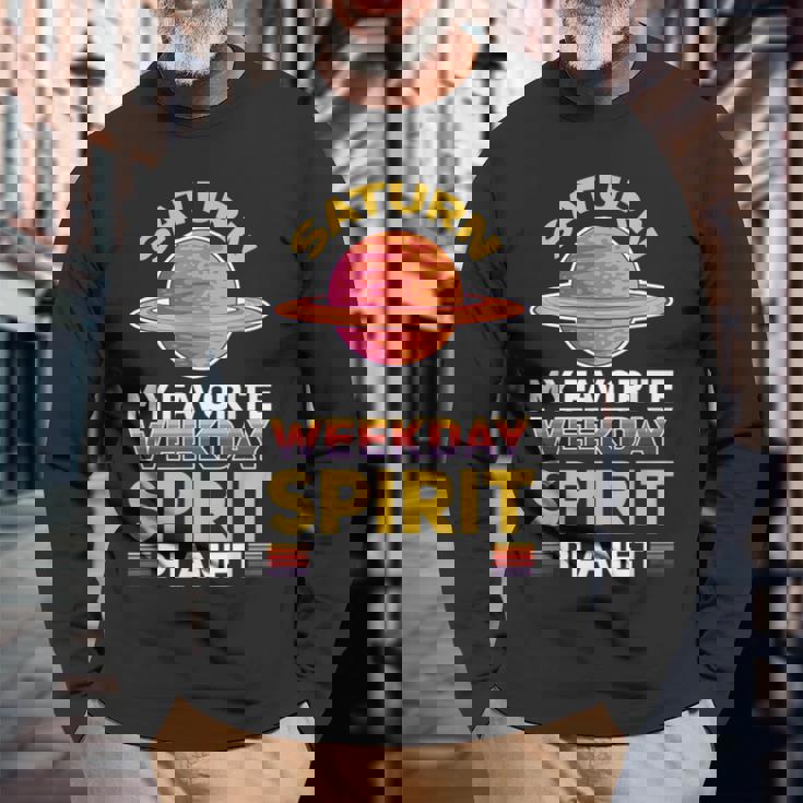 土星 惑星 土星の環 Weekday 長袖Tシャツ 高齢者への贈り物