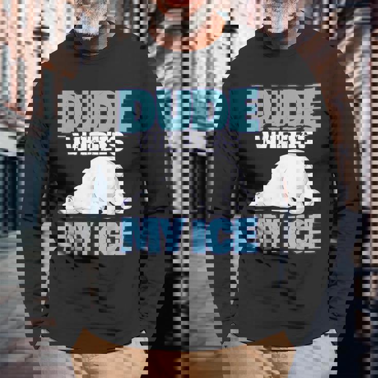 地球温暖化対策 シロクマ 長袖Tシャツ 高齢者への贈り物