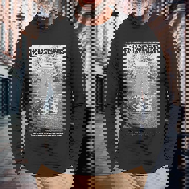 墓石のデザイン。 長袖Tシャツ 高齢者への贈り物