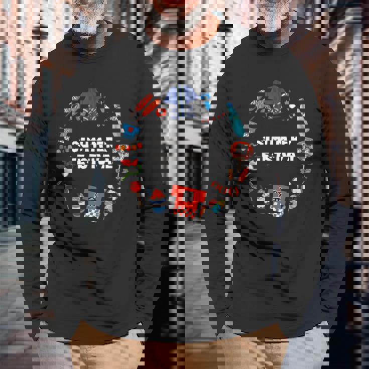 夏まつり かき氷 金魚 うちわ はっぴ りんごあめ 提灯 風鈴 ヨーヨー 長袖Tシャツ 高齢者への贈り物