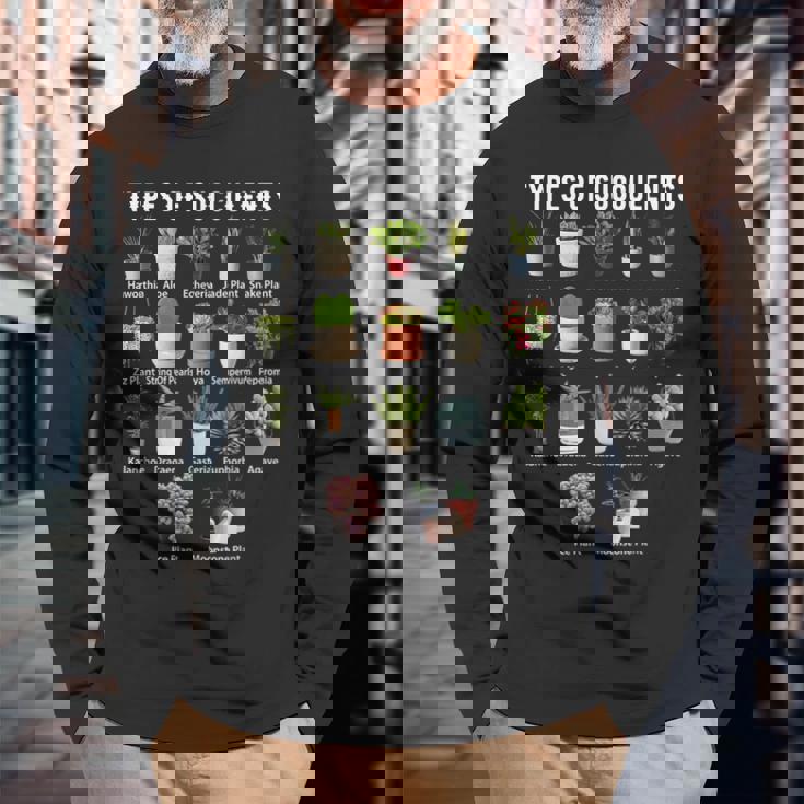 多肉植物の種類 シャツ 多肉植物 多肉植物 庭 長袖Tシャツ 高齢者への贈り物