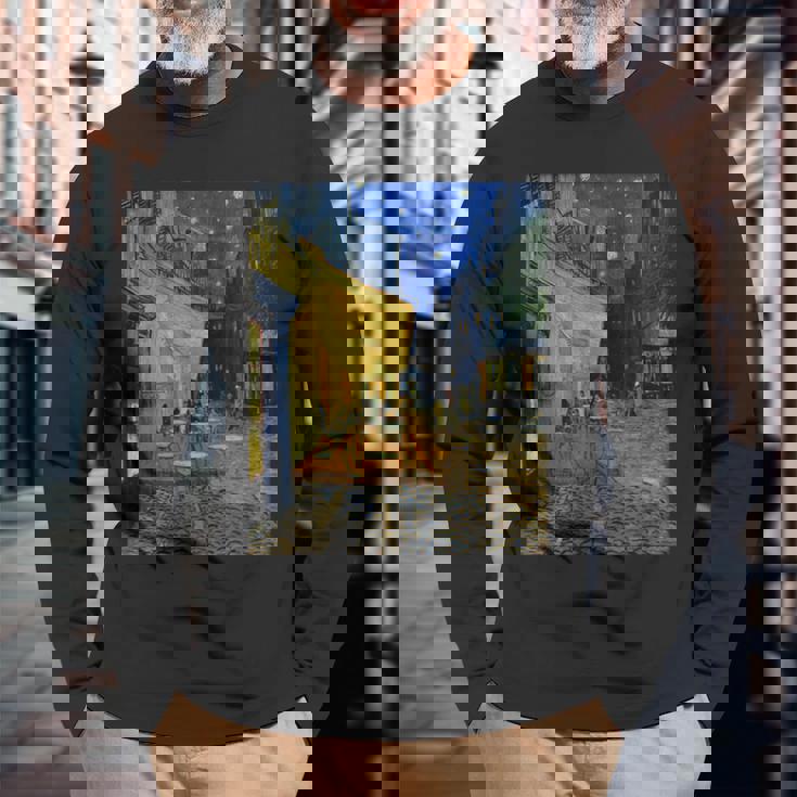 夜のカフェテラス ゴッホ 名画 レトロ 長袖Tシャツ 高齢者への贈り物