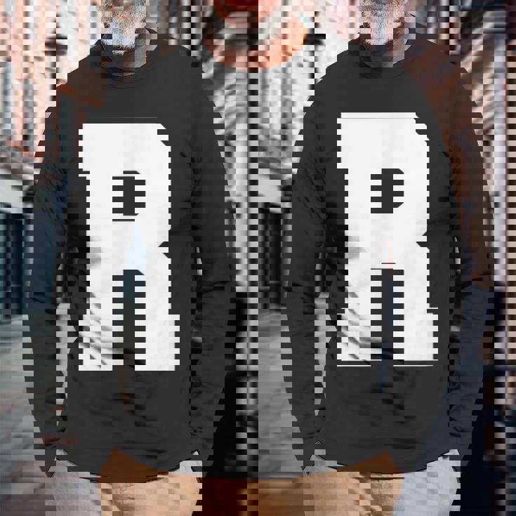 大文字 R アルファベット モノグラム イニシャル 長袖Tシャツ 高齢者への贈り物