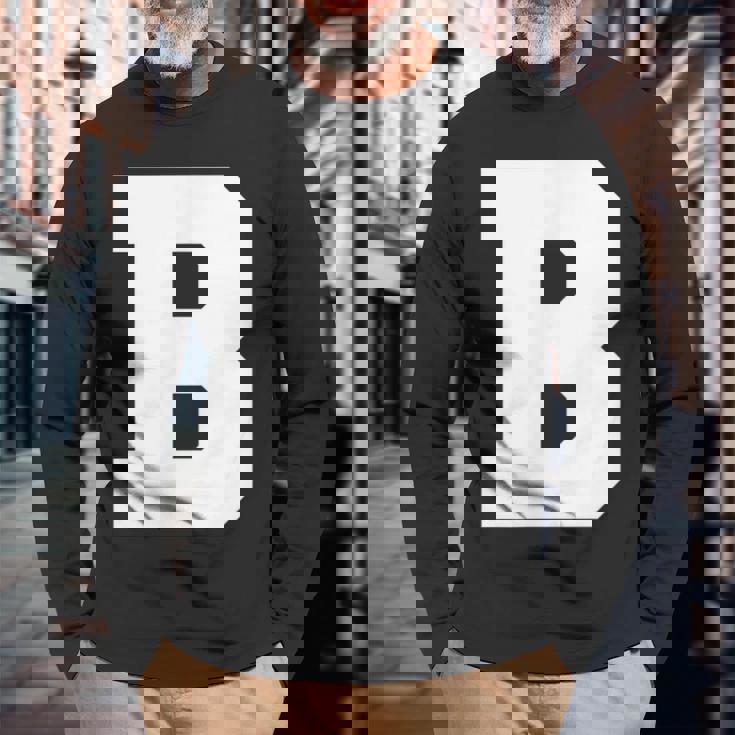 大文字b アルファベットモノグラム イニシャル 長袖Tシャツ 高齢者への贈り物