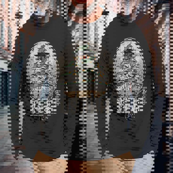 大阪城 日本 お土産 日本の漢字 長袖Tシャツ 高齢者への贈り物