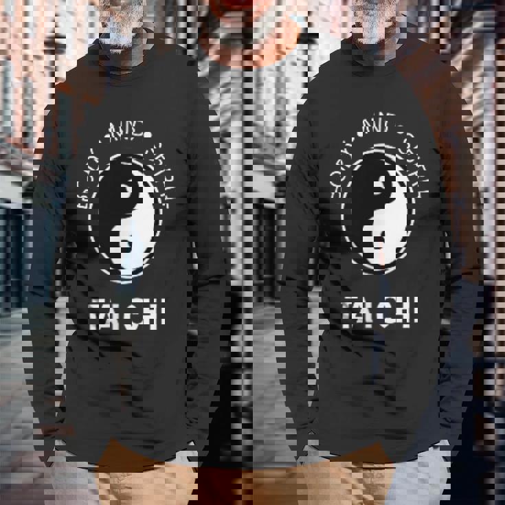 太極拳の心と体の健康のための陰陽師 長袖Tシャツ 高齢者への贈り物