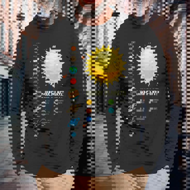 太陽系 I 宇宙 I 矮小惑星 I 惑星 長袖Tシャツ 高齢者への贈り物