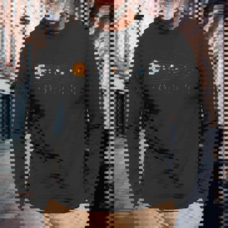 太陽系 宇宙の惑星 宇宙 天文科学 長袖Tシャツ 高齢者への贈り物