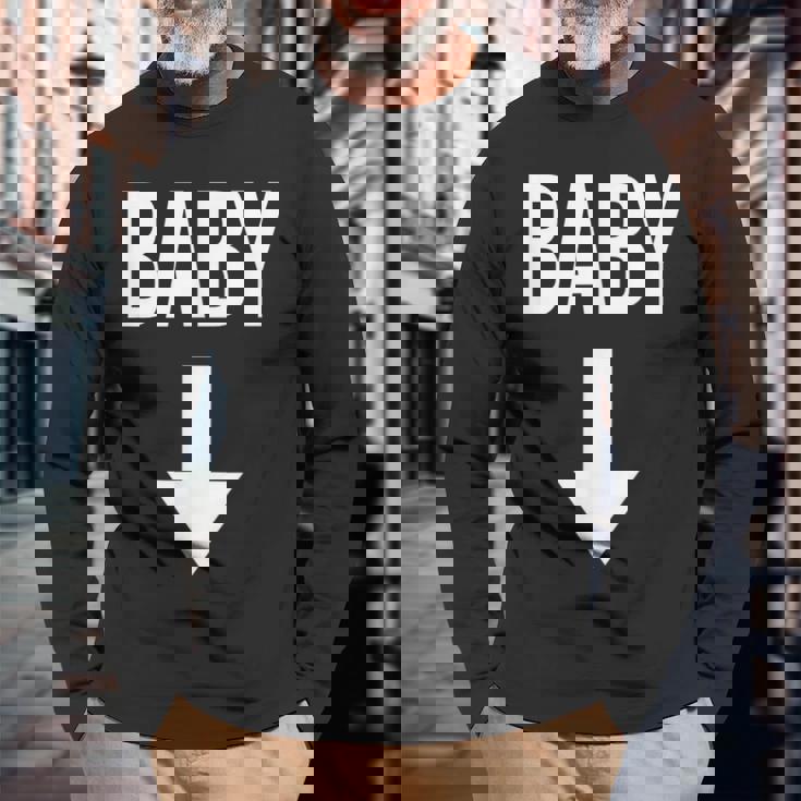 妊娠発表サプライズママとパパシャツ 長袖Tシャツ 高齢者への贈り物