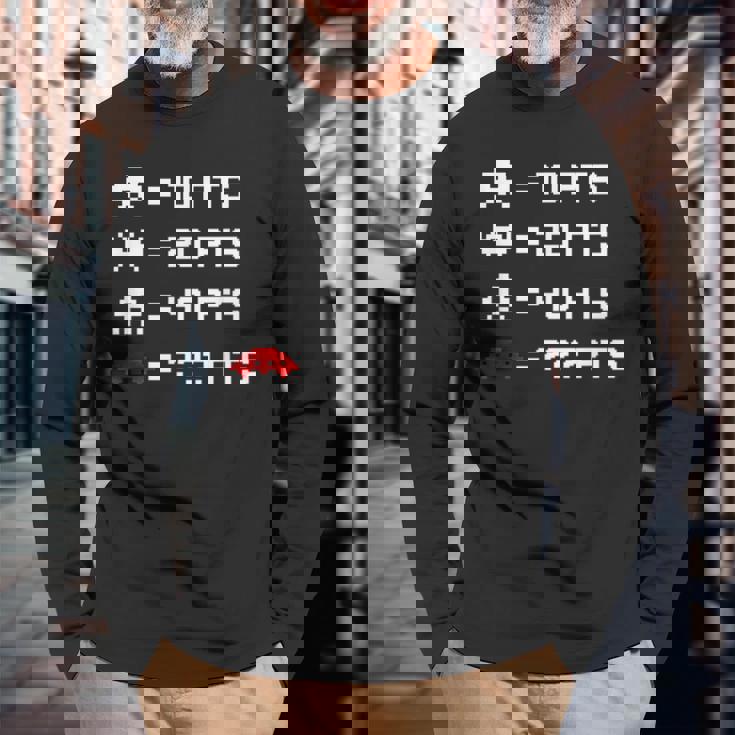 宇宙からのレトロなエイリアンインベーダー 80年代8ビットビデオゲームシャツ 長袖Tシャツ 高齢者への贈り物