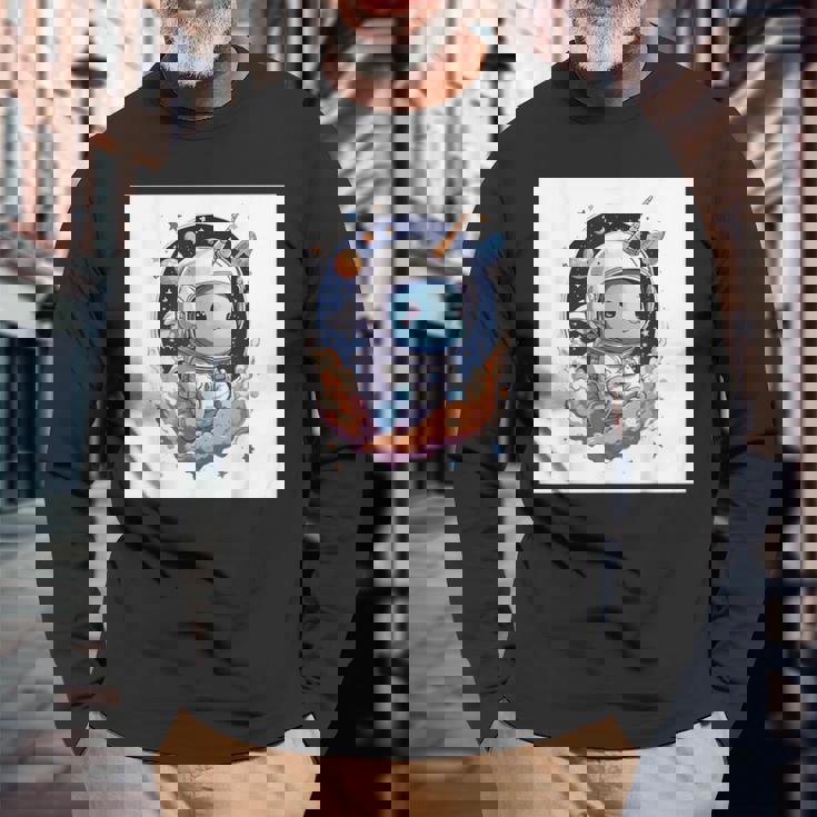 宇宙ユニコーン 長袖Tシャツ 高齢者への贈り物