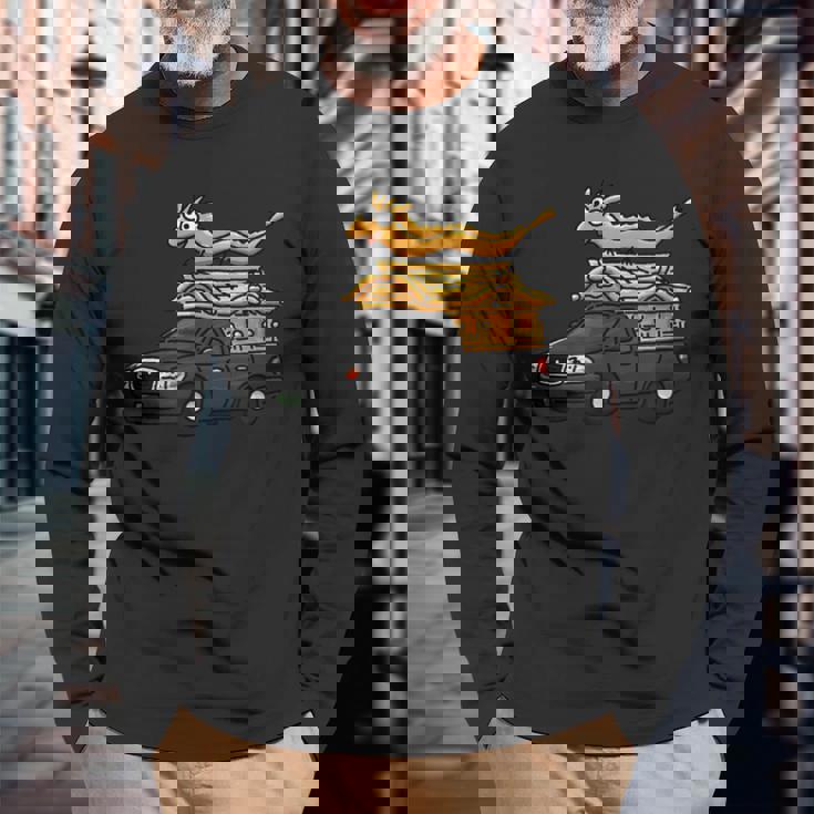 宮型霊柩車 長袖Tシャツ 高齢者への贈り物