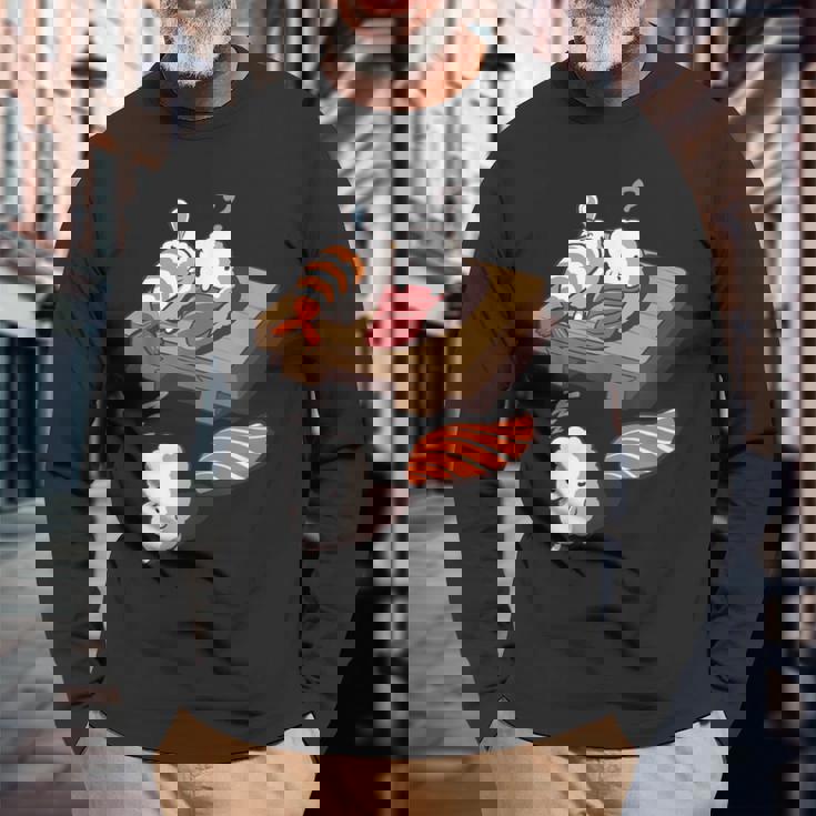 寝ぼける 寿司 すし えび サーモン まぐろ 長袖Tシャツ 高齢者への贈り物