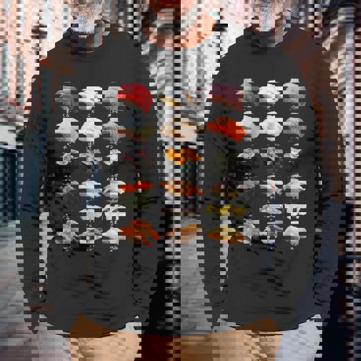 寿司 ネタ 面白いtシャツ おもしろ 食べ物 文字入り メンズ 面白い 服 オリジナル グッズ 文字tシャツ プレゼント 長袖Tシャツ 高齢者への贈り物