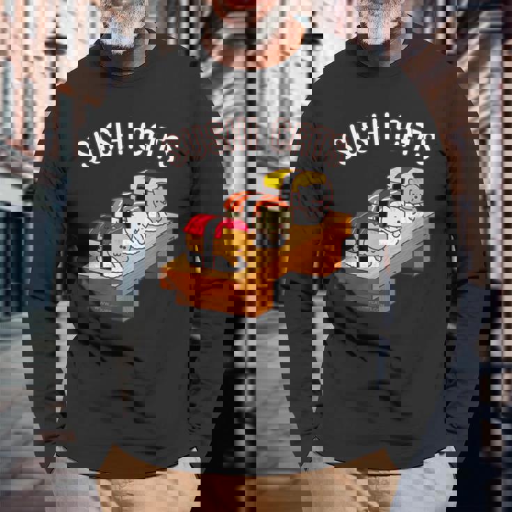 寿司猫 まぐろ 酒たまご 長袖Tシャツ 高齢者への贈り物