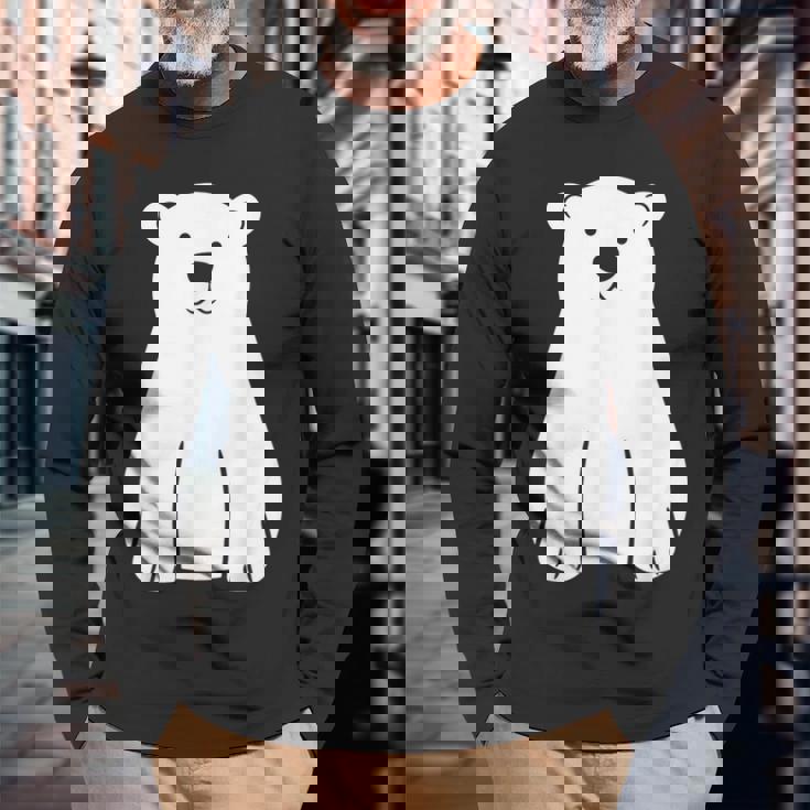 小さなシロクマ かわいいミニマリスト シンプルなシロクマ 長袖Tシャツ 高齢者への贈り物