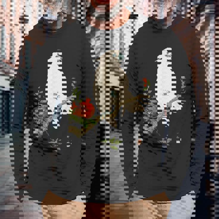 小原 古邨1877年－1945年 、【オウムにザクロ】、日本文化 日本画 長袖Tシャツ 高齢者への贈り物