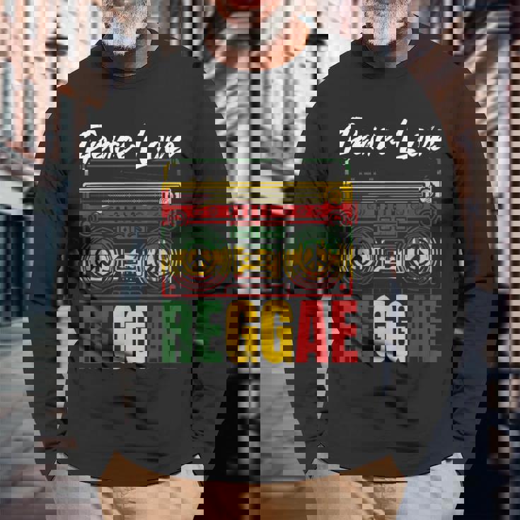 平和 レゲエ音楽 ラスタ ジャマイカ 長袖Tシャツ 高齢者への贈り物