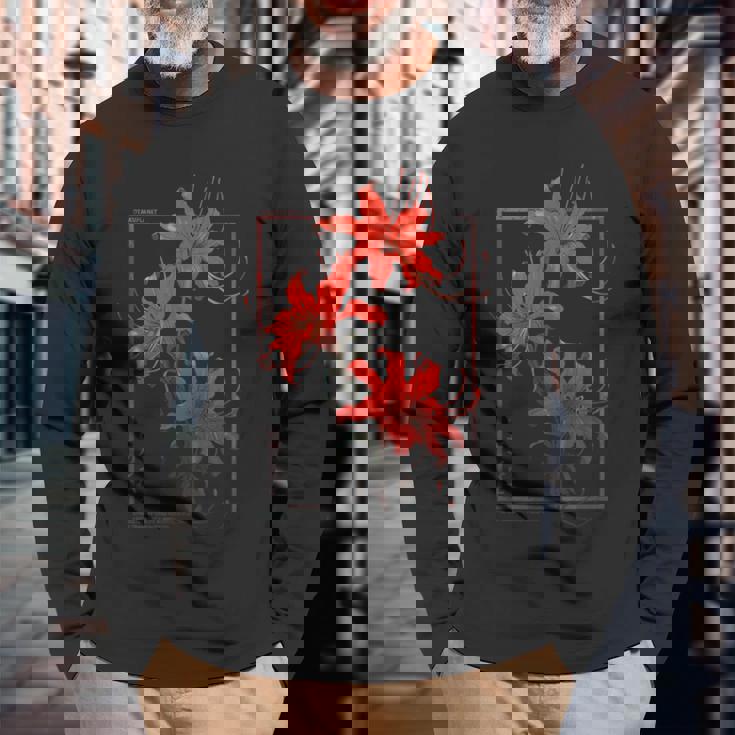 彼岸花 または 曼珠沙華 グランジ 日本の アニメ 美学 長袖Tシャツ 高齢者への贈り物