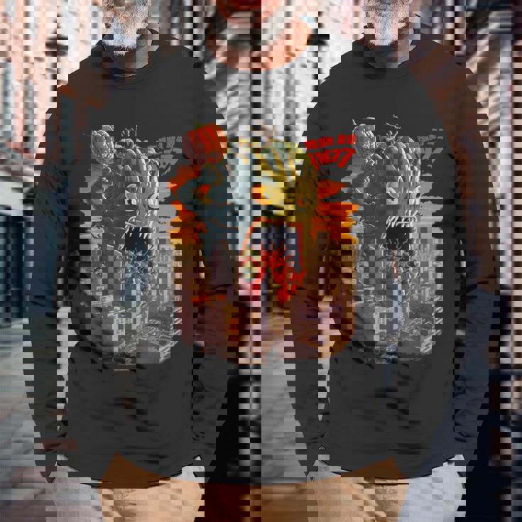 怪獣 ブロッコリー トマト 野菜 アニメ 長袖Tシャツ 高齢者への贈り物