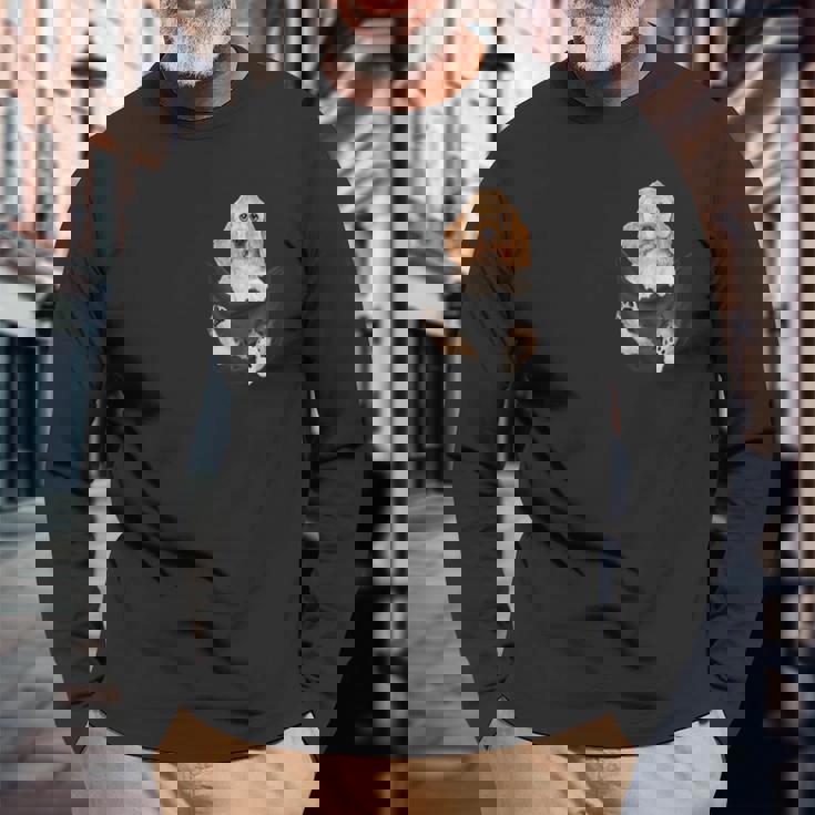 恋人のためのポケットに入った面白いイングリッシュコッカースパニエル 長袖Tシャツ 高齢者への贈り物