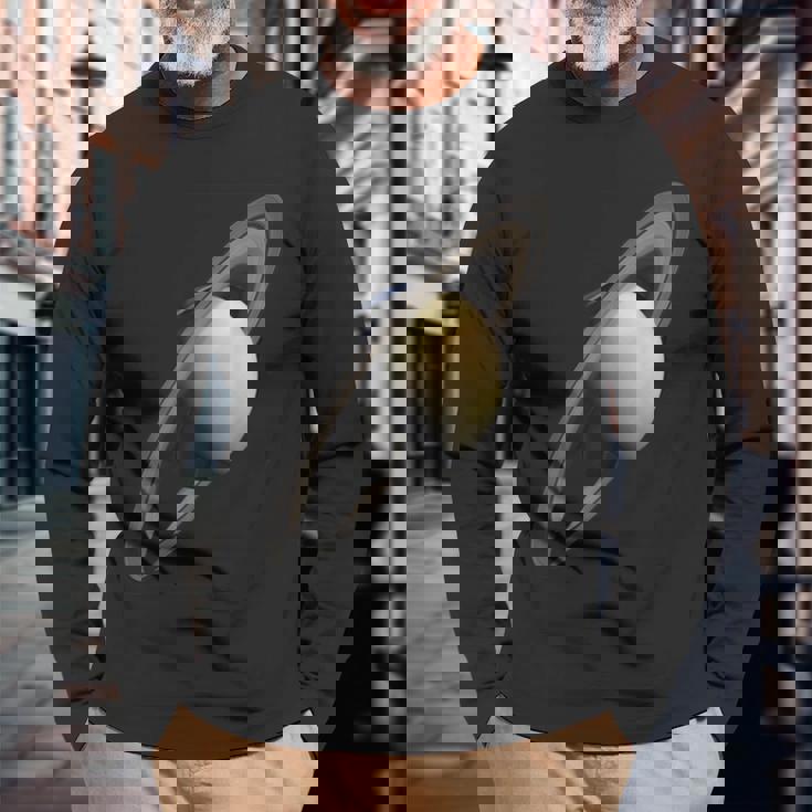 惑星 土星 太陽系 惑星 天文学 科学 長袖Tシャツ 高齢者への贈り物