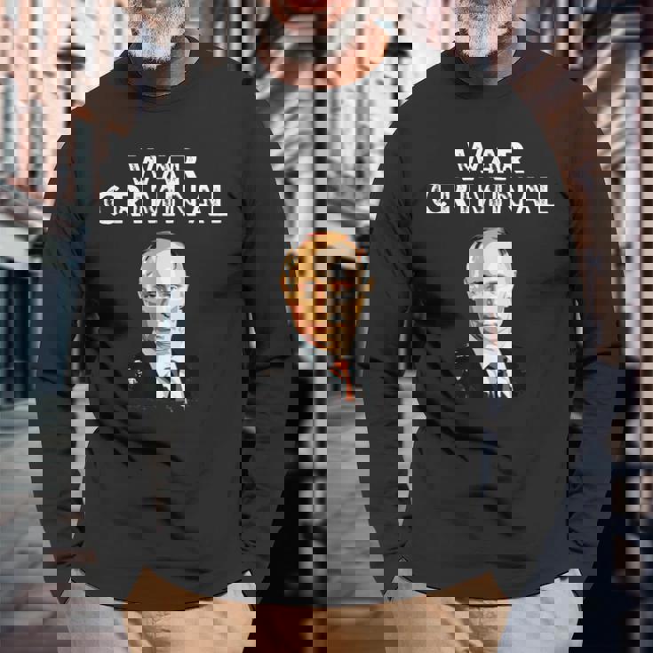 戦争犯罪者プーチン反ウラジミールプーチン 長袖Tシャツ 高齢者への贈り物