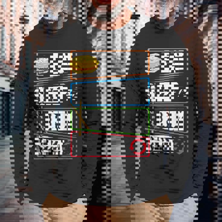 打楽器 ドラム 音楽 ドラマー ミュージシャン プレイヤー 長袖Tシャツ 高齢者への贈り物