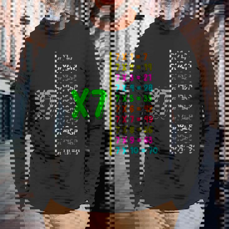 掛け算表7 小学生 算数の日 キッズ 男の子 長袖Tシャツ 高齢者への贈り物