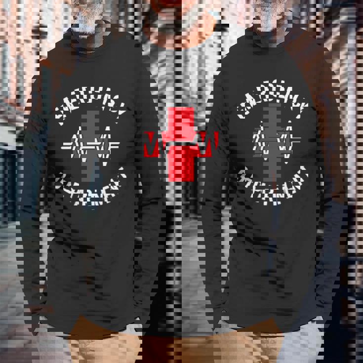 救急科 救急室 医療 長袖Tシャツ 高齢者への贈り物