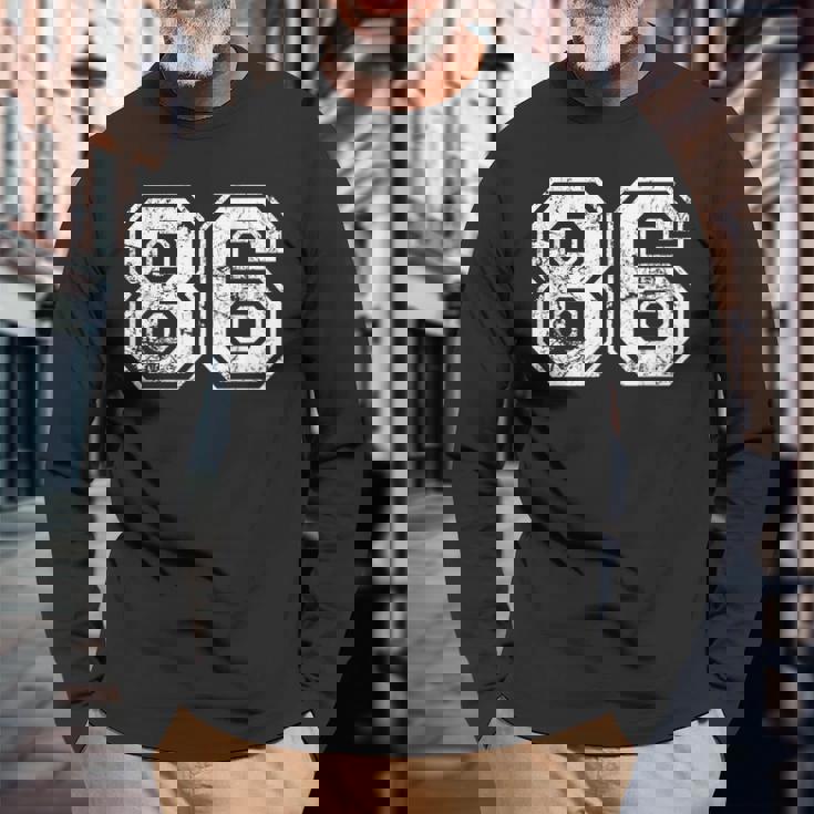 数字 86 ヴィンテージ 1986 誕生日 レトロ ヴィンテージ ルック 長袖Tシャツ 高齢者への贈り物