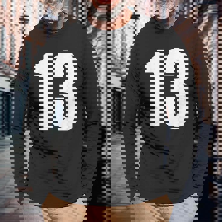 数字 Nhirn 数字 13 プレーン 白 数字 長袖Tシャツ 高齢者への贈り物