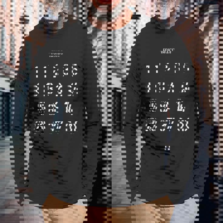 数字デザイン フィボナッチのエピソード 長袖Tシャツ 高齢者への贈り物