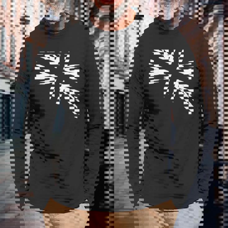 旗愛好家のためのユニオンジャックのホワイトデザイン。 長袖Tシャツ 高齢者への贈り物