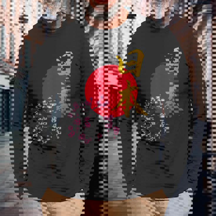 日本- 書道アート 伝統的なデザイン、ユニークなお土産 長袖Tシャツ 高齢者への贈り物