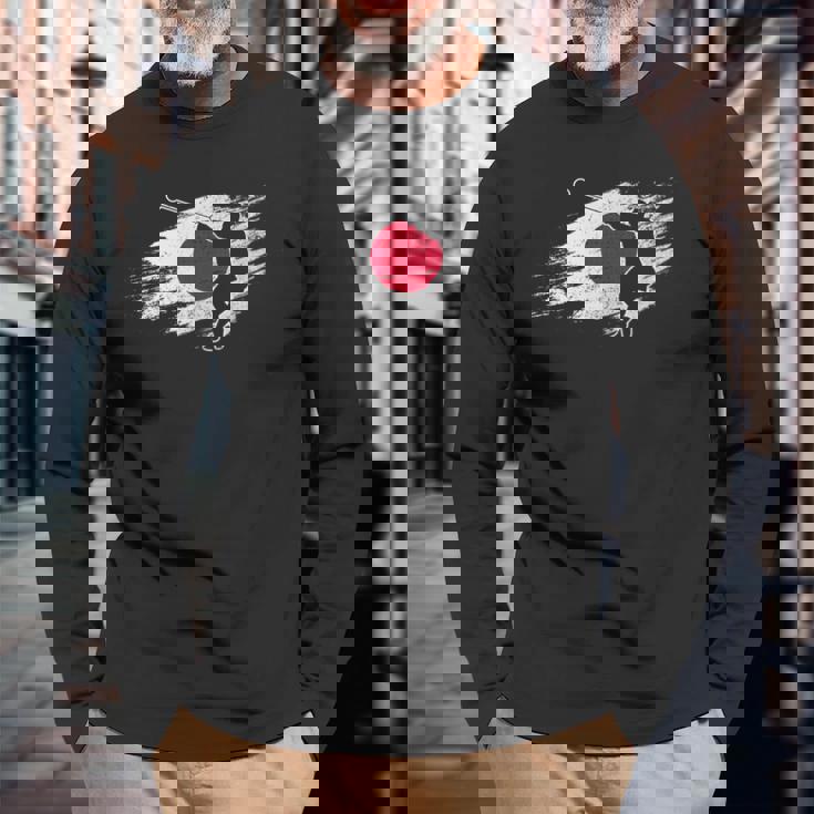 日本 日の丸陸上競技ハンマー投げ 長袖Tシャツ 高齢者への贈り物