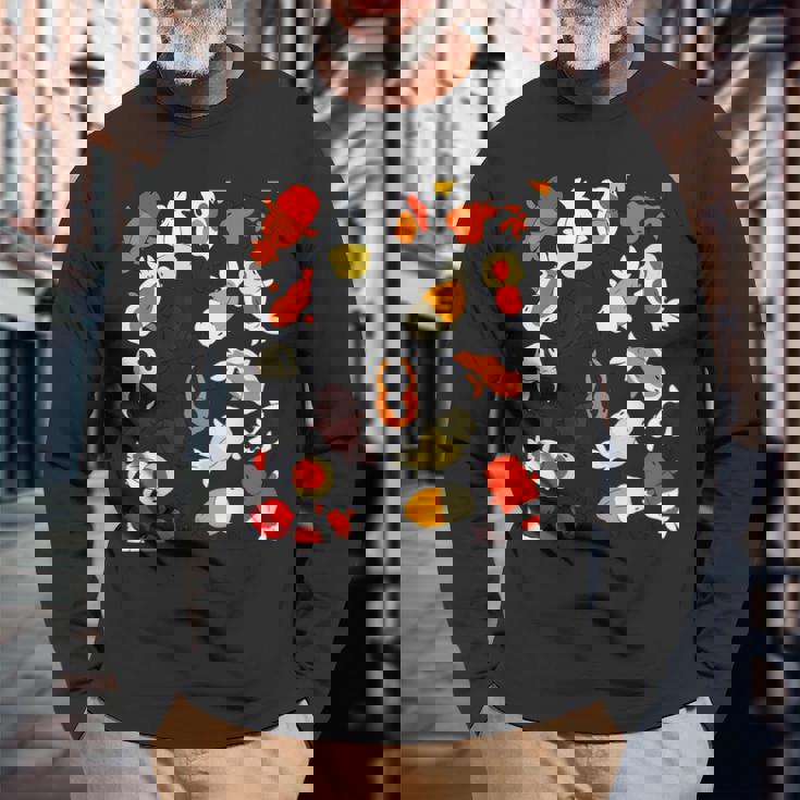 日本のランチュウ 金魚グラフィック 長袖Tシャツ 高齢者への贈り物