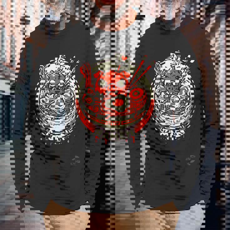 日本のラーメンは豚が大好き、ラーメンが大好き 長袖Tシャツ 高齢者への贈り物