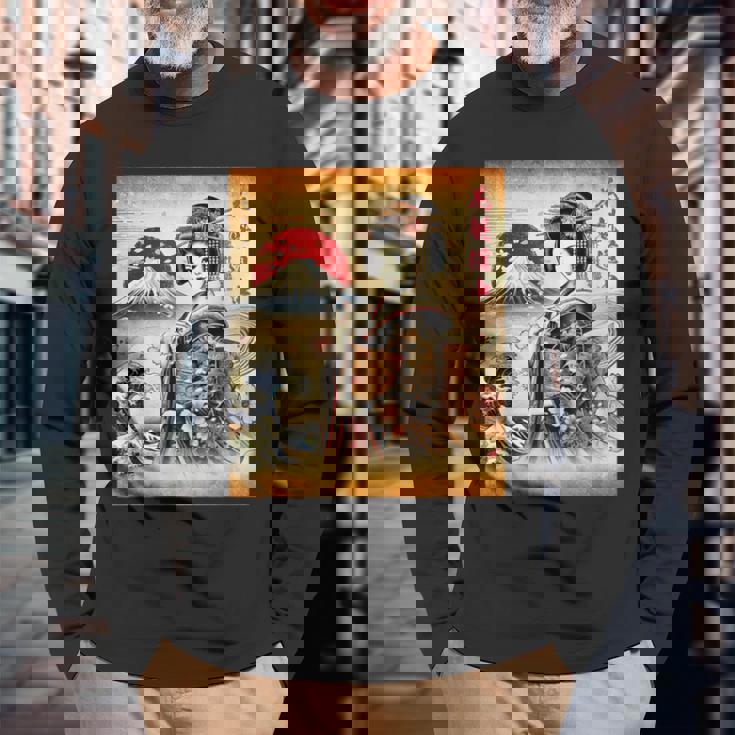 日本の伝統の優雅さ 長袖Tシャツ 高齢者への贈り物