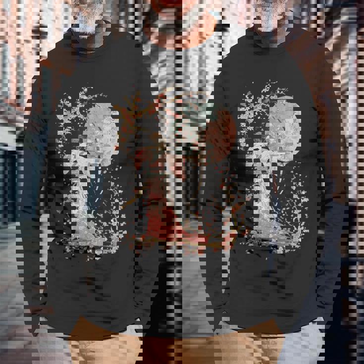 日本の伝統的な弓道アーチェリーアート桜のデザイン。 長袖Tシャツ 高齢者への贈り物