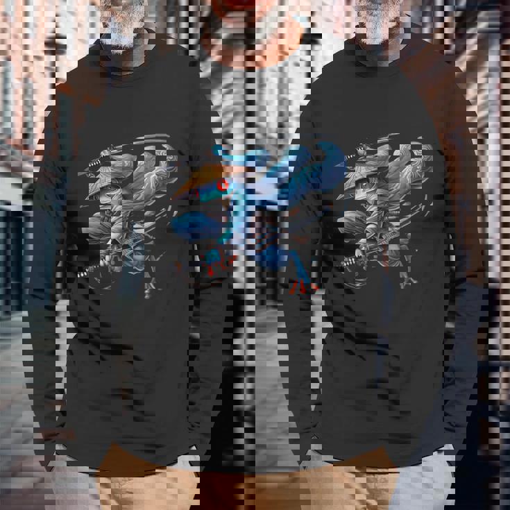 日本の侍カエルの戦士忍者ヴィンテージtシャツ メンズ 長袖Tシャツ 高齢者への贈り物