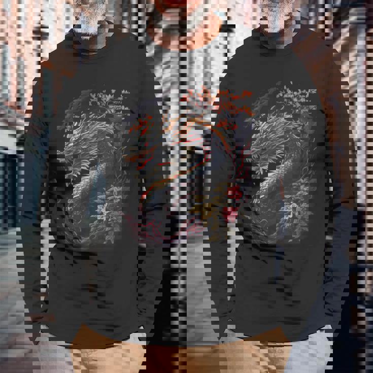 日本の東京ドラゴングラフィックtシャツ メンズ レディース ボーイズ ガールズ 長袖Tシャツ 高齢者への贈り物