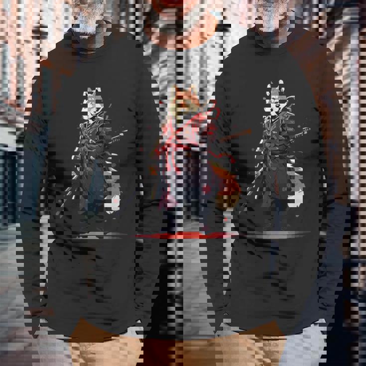 日本の柴犬浮世絵 アニメ 刀 おもしろい 日本の芸術 長袖Tシャツ 高齢者への贈り物